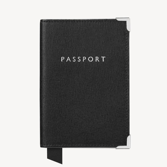 Passport Cover Black Saffiano & Black Suede