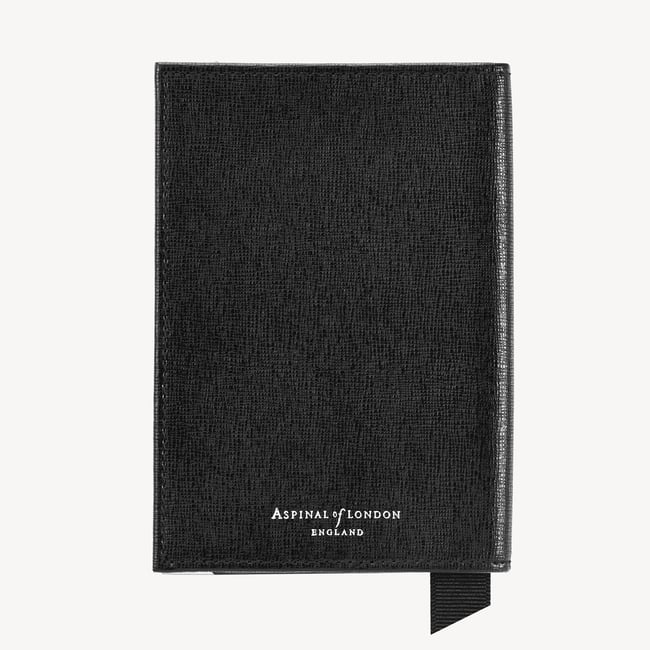 Passport Cover Black Saffiano & Black Suede