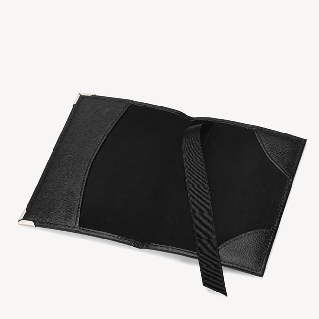 Passport Cover Black Saffiano & Black Suede