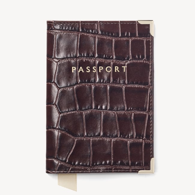 Passport Cover Deep Shine Amazon Brown Croc