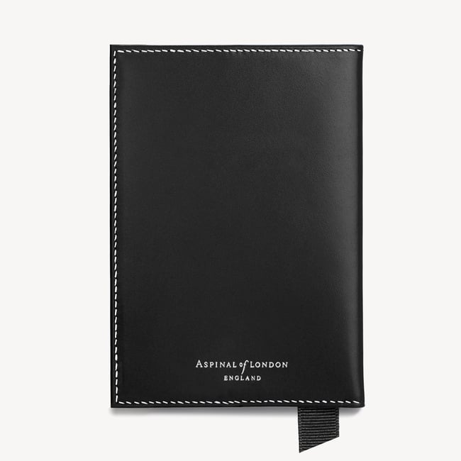 Passport Cover Smooth Black & Cobalt Blue Suede