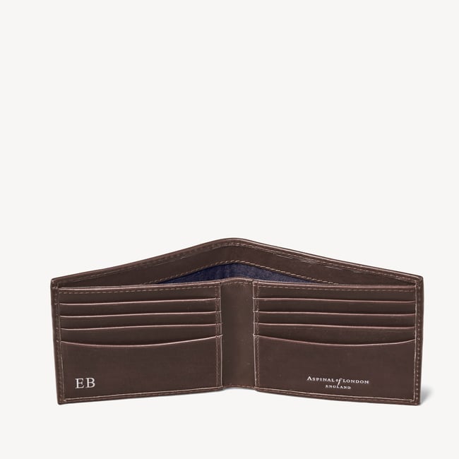 8 Card Billfold Wallet Chocolate Woven Leather
