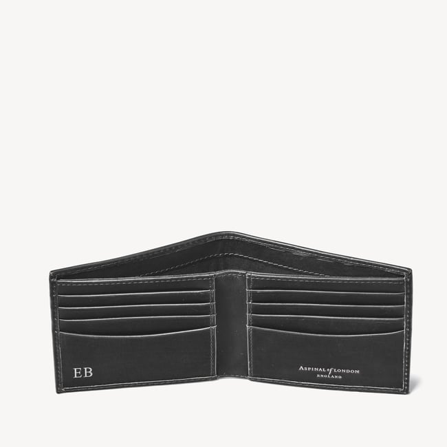 8 Card Billfold Wallet Black Woven Leather