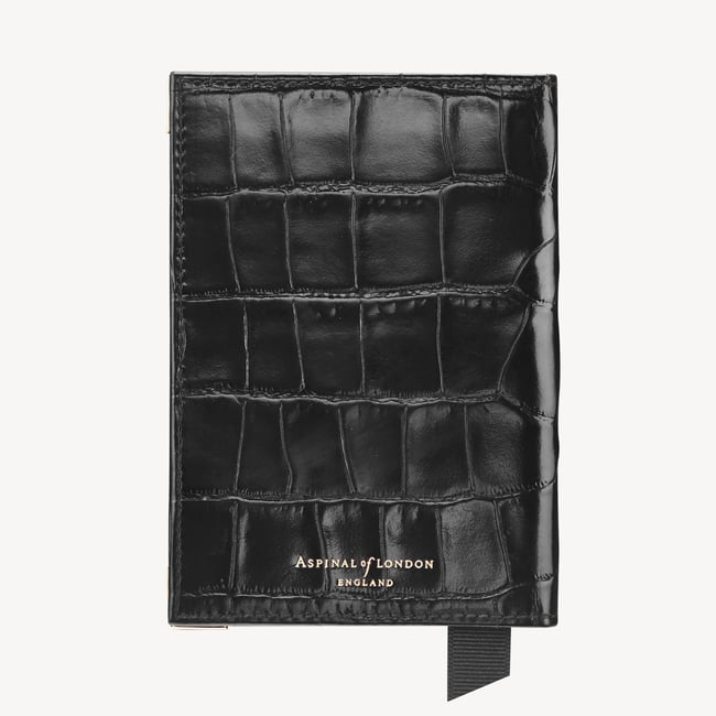 Passport Cover Deep Shine Black Croc