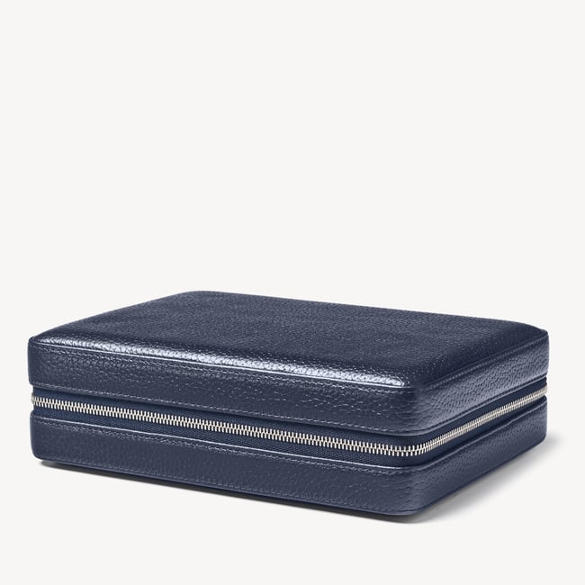Large Travel Jewellery Case Navy Pebble