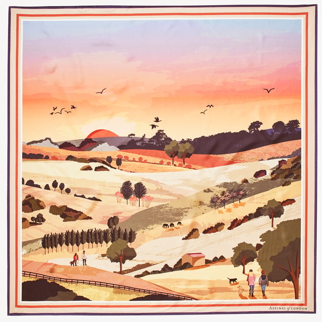 South Downs Silk Scarf Burnt Orange Pure Silk