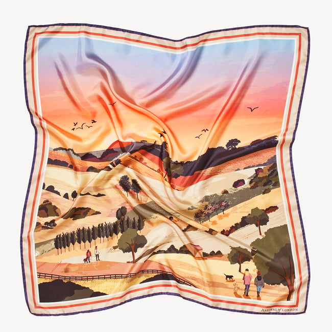 South Downs Silk Scarf Burnt Orange Pure Silk