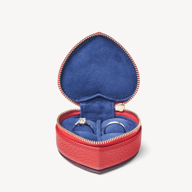 Heart Ring Box Cardinal Red Pebble