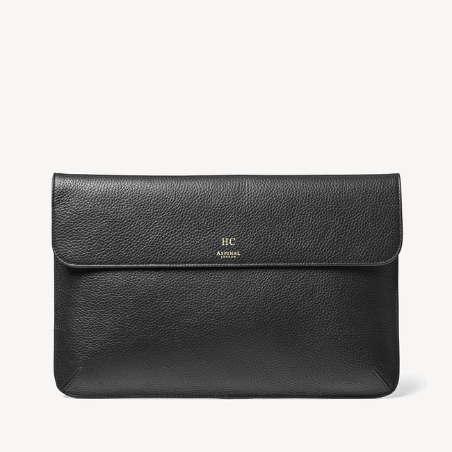 Leather Laptop Case Black Pebble