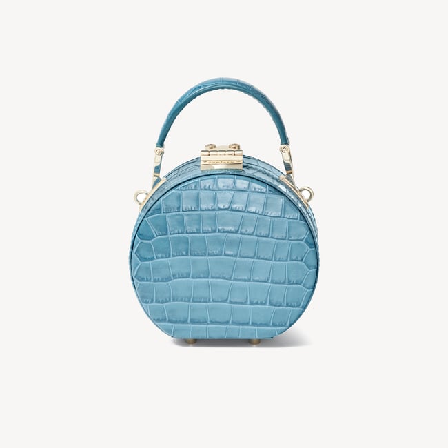 Micro Hat Box Deep Shine Cornflower Small Croc