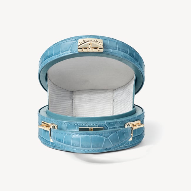 Micro Hat Box Deep Shine Cornflower Small Croc