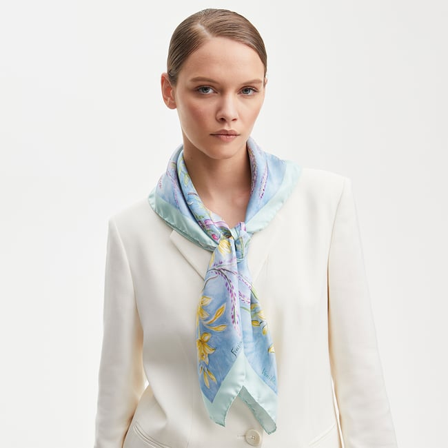 Green Rose Silk Scarf Mint Floral Pure Silk
