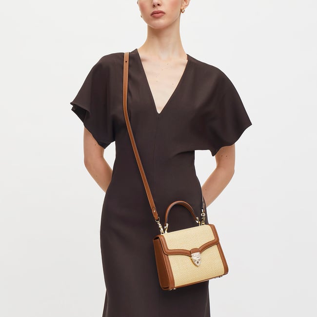Midi Mayfair® Natural Raffia & Smooth Tan