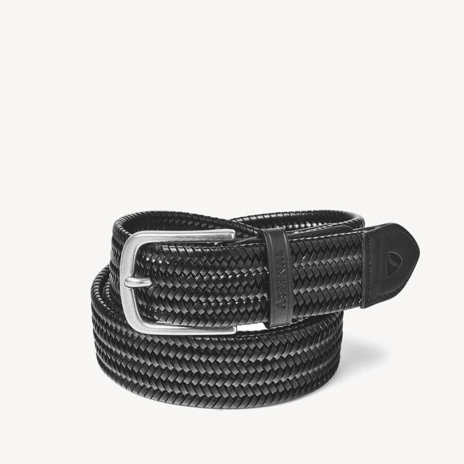 Men's Woven Leather Belt Black Woven Leather 