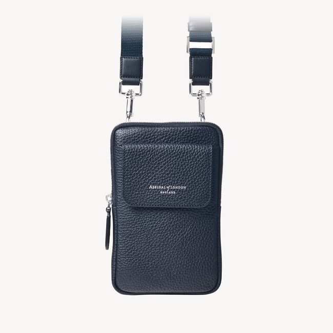Reporter Crossbody Phone Bag Navy Pebble