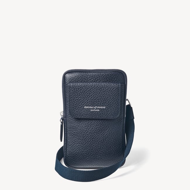 Reporter Crossbody Phone Bag Navy Pebble