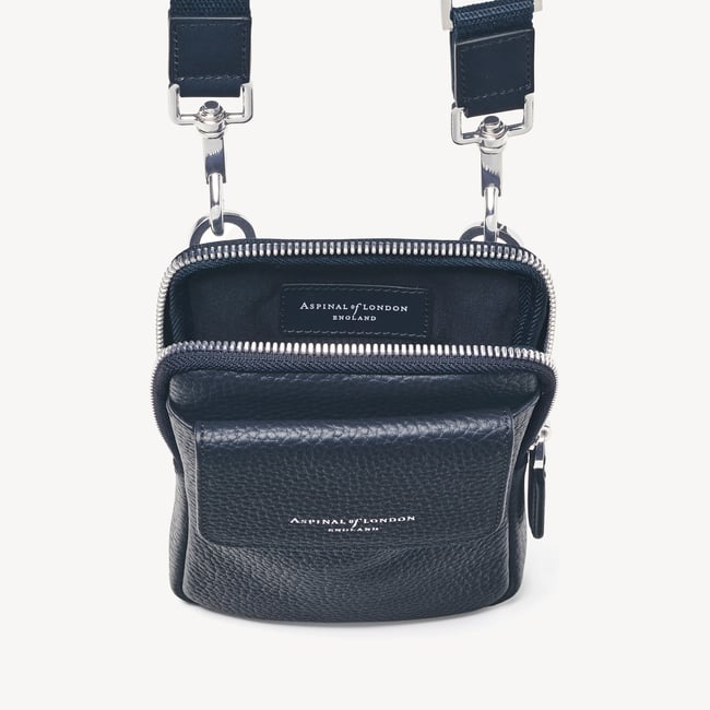 Reporter Crossbody Phone Bag Navy Pebble