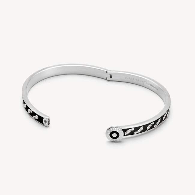 Feather Bangle Black Enamel & Palladium Silver Plated