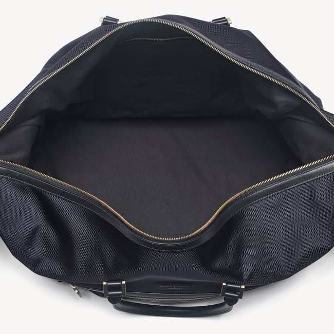 Men's Holdall Navy Nylon Canvas with Leather Trim