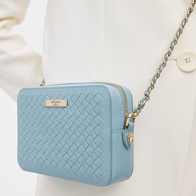 Milly Crossbody Cornflower Blue Woven Leather