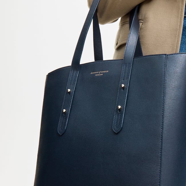 Essential Tote  Navy Saffiano