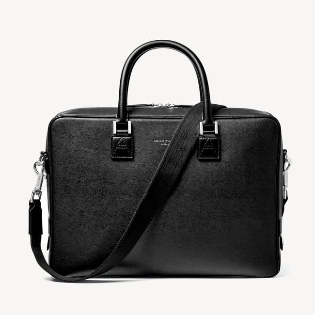 Mount Street Laptop Briefcase Black Saffiano
