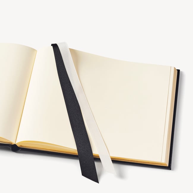 A4 Classic Leather Guest Book Smooth Black
