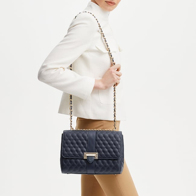 Large Lottie Navy Quilted Kaviar