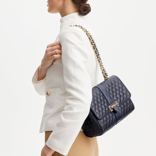 Large Lottie Navy Quilted Kaviar