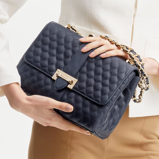 Large Lottie Navy Quilted Kaviar