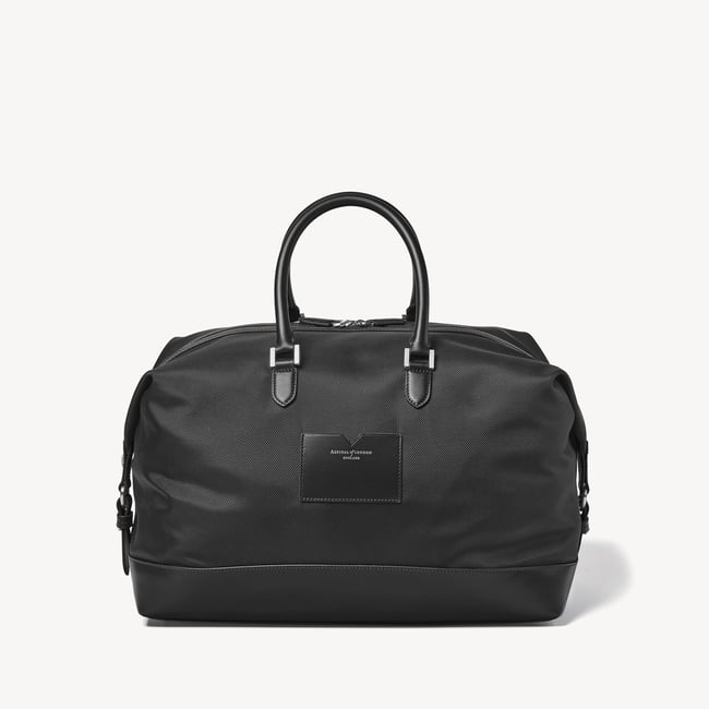Men's Weekend Bag Black Nylon Canvas with Leather Trim
