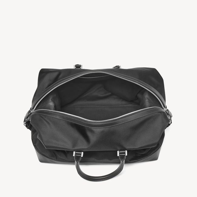 Men's Weekend Bag Black Nylon Canvas with Leather Trim