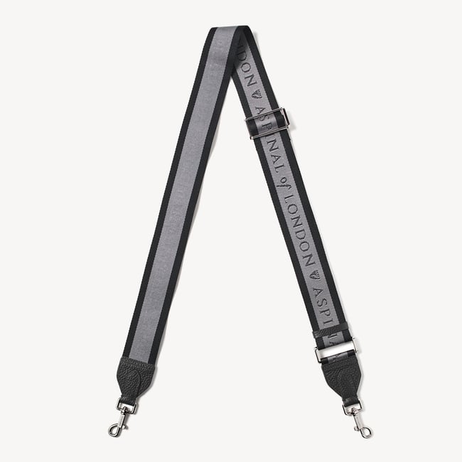 Webbing Bag Strap Black Pebble with Aspinal Signature Jacquard