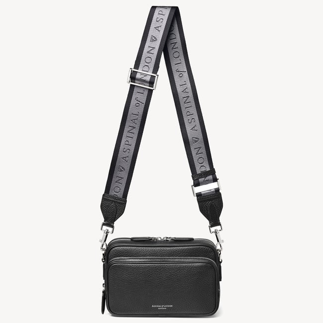 Webbing Bag Strap Black Pebble with Aspinal Signature Jacquard