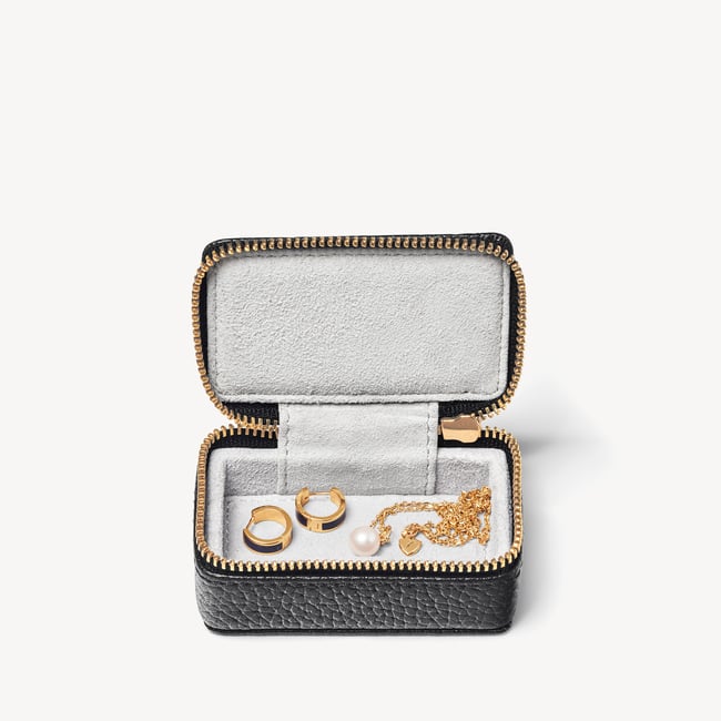 Small Travel Jewellery Case Black Pebble
