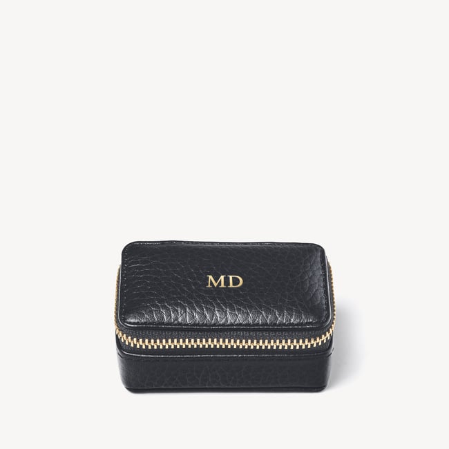 Small Travel Jewellery Case Black Pebble