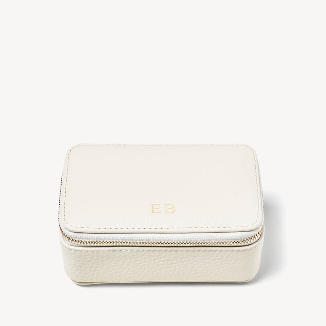 Medium Travel Jewellery Case Ivory Pebble