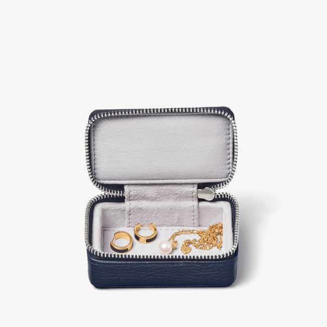 Small Travel Jewellery Case Navy Pebble