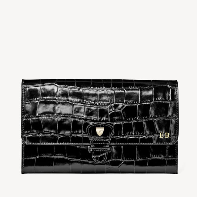 Travel Wallet Deep Shine Black Croc