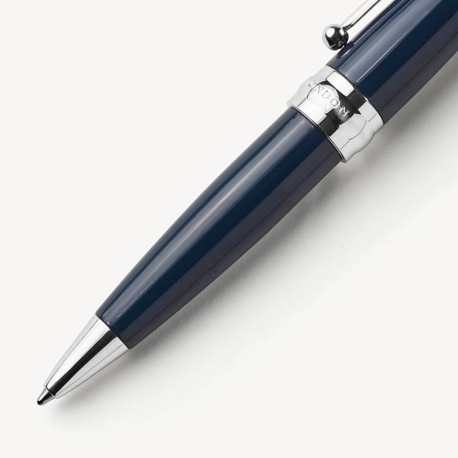 Baby Ballpoint Enamel Pen Navy & Silver Plated