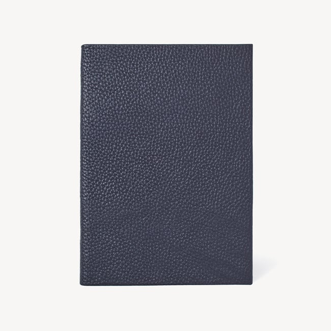 A5 Leather Bound Notebook Navy Pebble