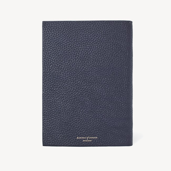 A5 Leather Bound Notebook Navy Pebble