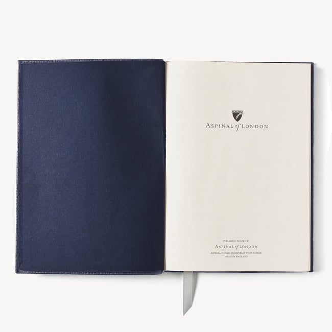 A5 Leather Bound Notebook Navy Pebble