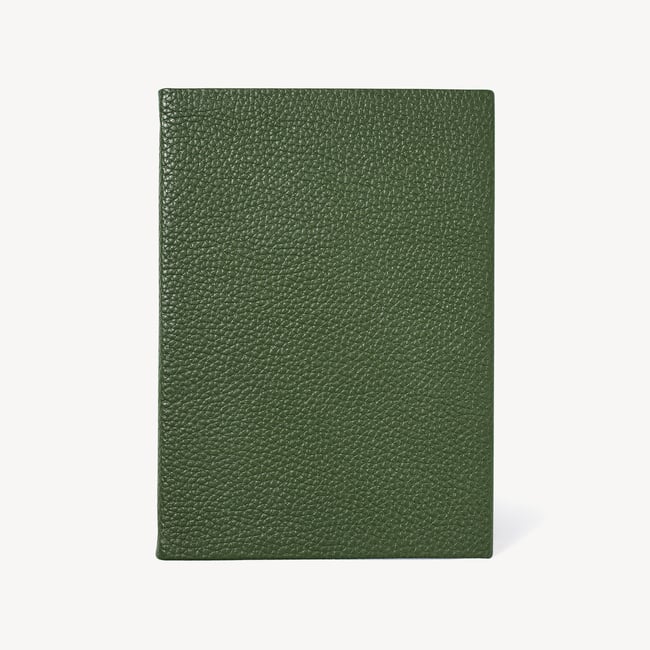 A5 Leather Bound Notebook Racing Green Pebble