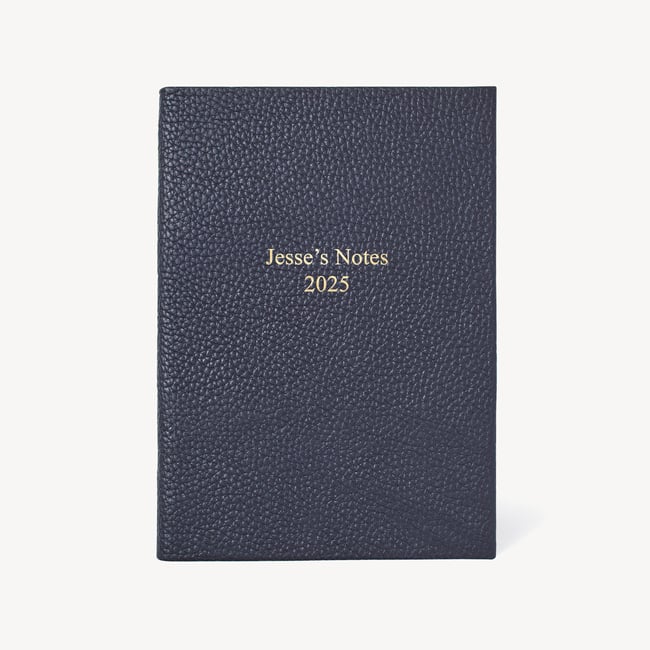 A5 Leather Bound Notebook Navy Pebble