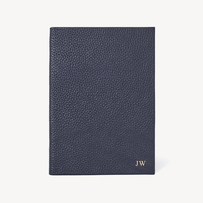A5 Leather Bound Notebook Navy Pebble