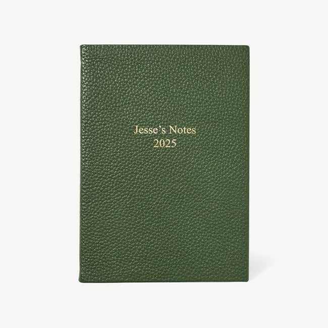 A5 Leather Bound Notebook Racing Green Pebble