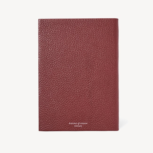 A5 Leather Bound Notebook Merlot Pebble