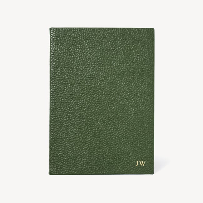 A5 Leather Bound Notebook Racing Green Pebble