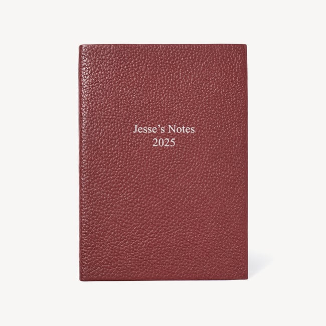 A5 Leather Bound Notebook Merlot Pebble